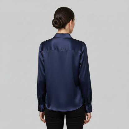 Elegant Blus | Långärmad Satinblus för Damer