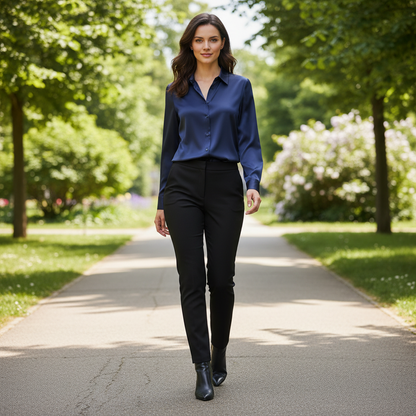 Elegant Blus | Långärmad Satinblus för Damer