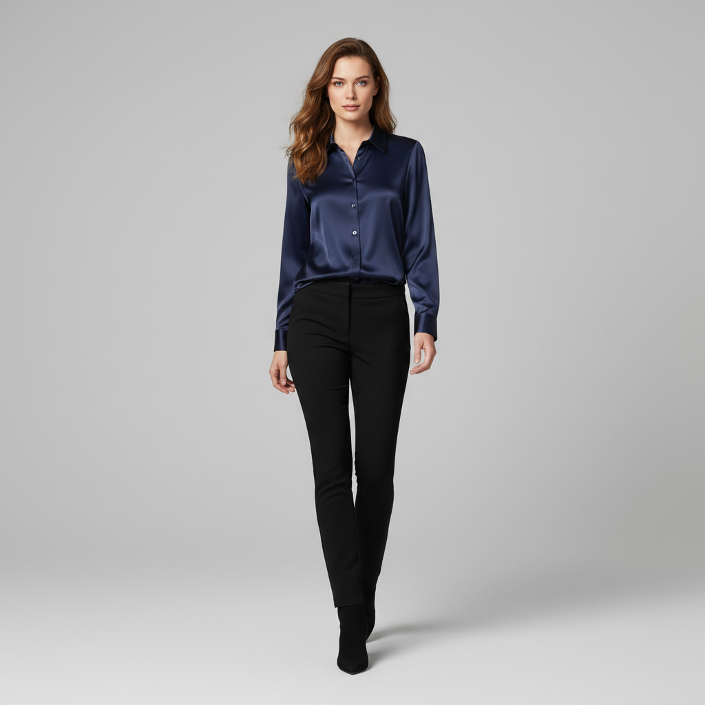 Elegant Blus | Långärmad Satinblus för Damer
