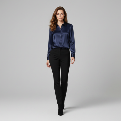 Elegant Blus | Långärmad Satinblus för Damer
