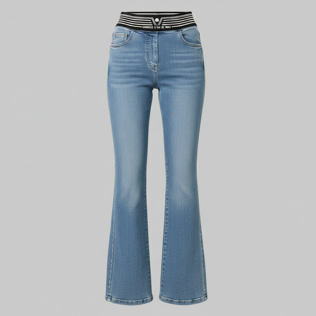 Högmidjade utsvängda jeans | Slim fit-byxor för kvinnor