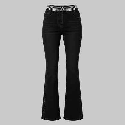 Högmidjade utsvängda jeans | Slim fit-byxor för kvinnor