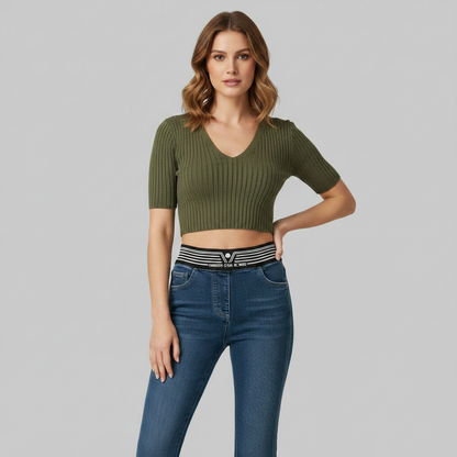 Högmidjade utsvängda jeans | Slim fit-byxor för kvinnor