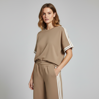 Kakifärgat t-shirtset | Avslappnad sportoutfit för kvinnor