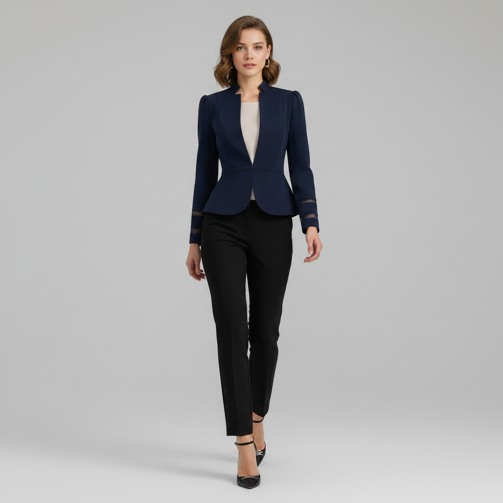 Peplum Blazer Slim Fit med Strukturerade Axlar för Kvinnor