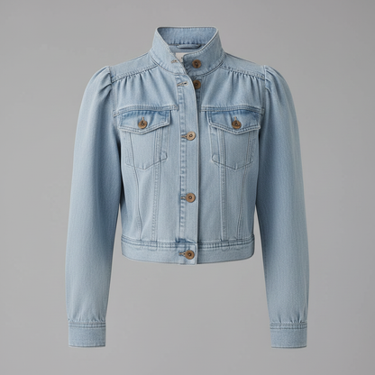 Retro Blå Jeansjacka Dam | Enkelknäppt Casual Jacka