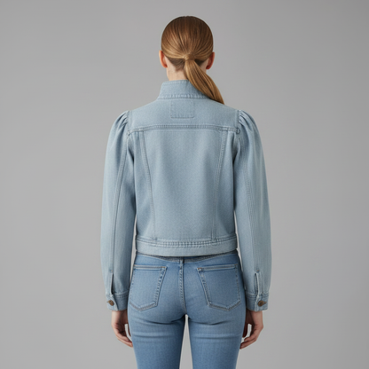 Retro Blå Jeansjacka Dam | Enkelknäppt Casual Jacka