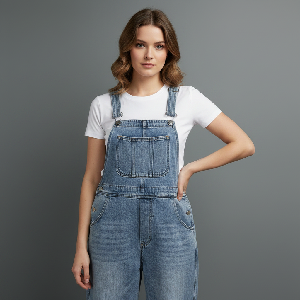 Retro tvättade overaller för kvinnor | Casual Loose Fit