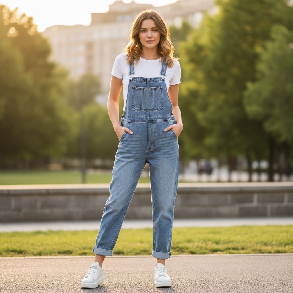 Retro tvättade overaller för kvinnor | Casual Loose Fit