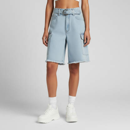 Jeansshorts Retro | Lösa Damshorts med Fickor