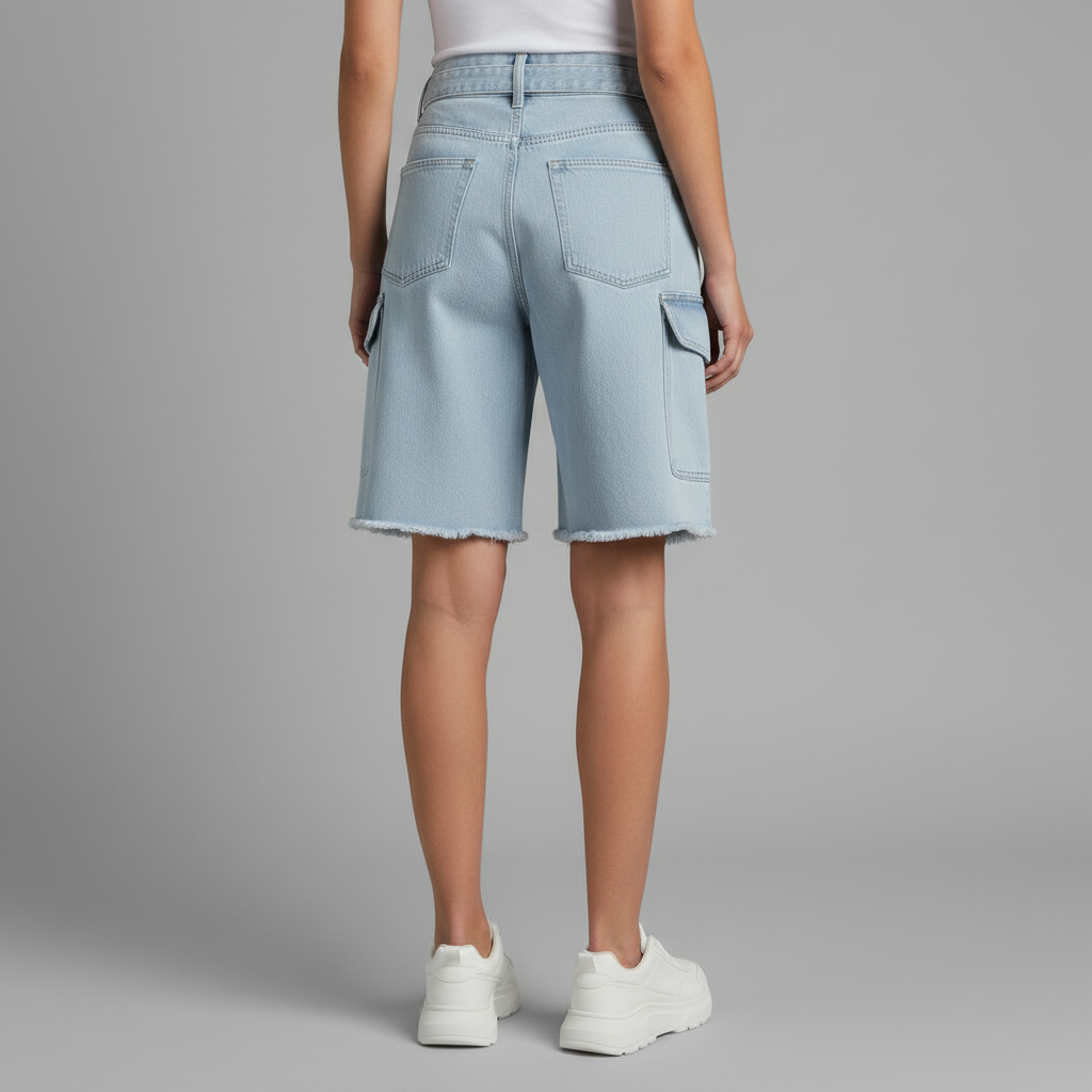 Jeansshorts Retro | Lösa Damshorts med Fickor
