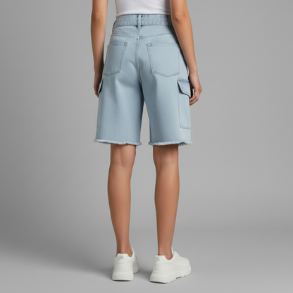 Jeansshorts Retro | Lösa Damshorts med Fickor