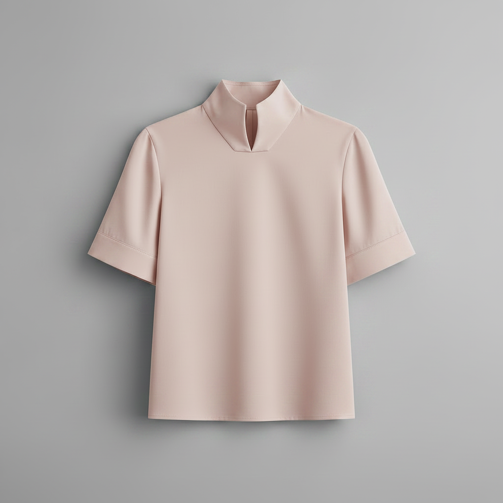 Minimalistisk Blus med Ståkrage | Strukturerad Damblus