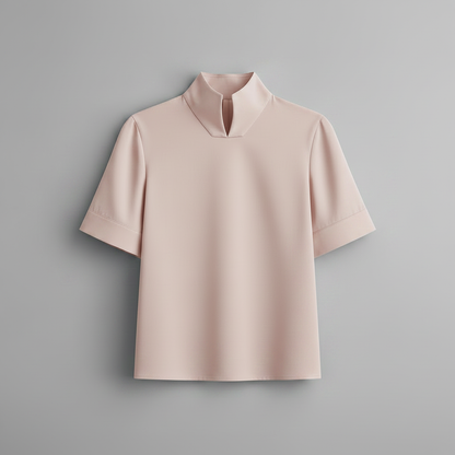 Minimalistisk Blus med Ståkrage | Strukturerad Damblus