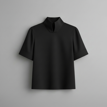 Minimalistisk Blus med Ståkrage | Strukturerad Damblus