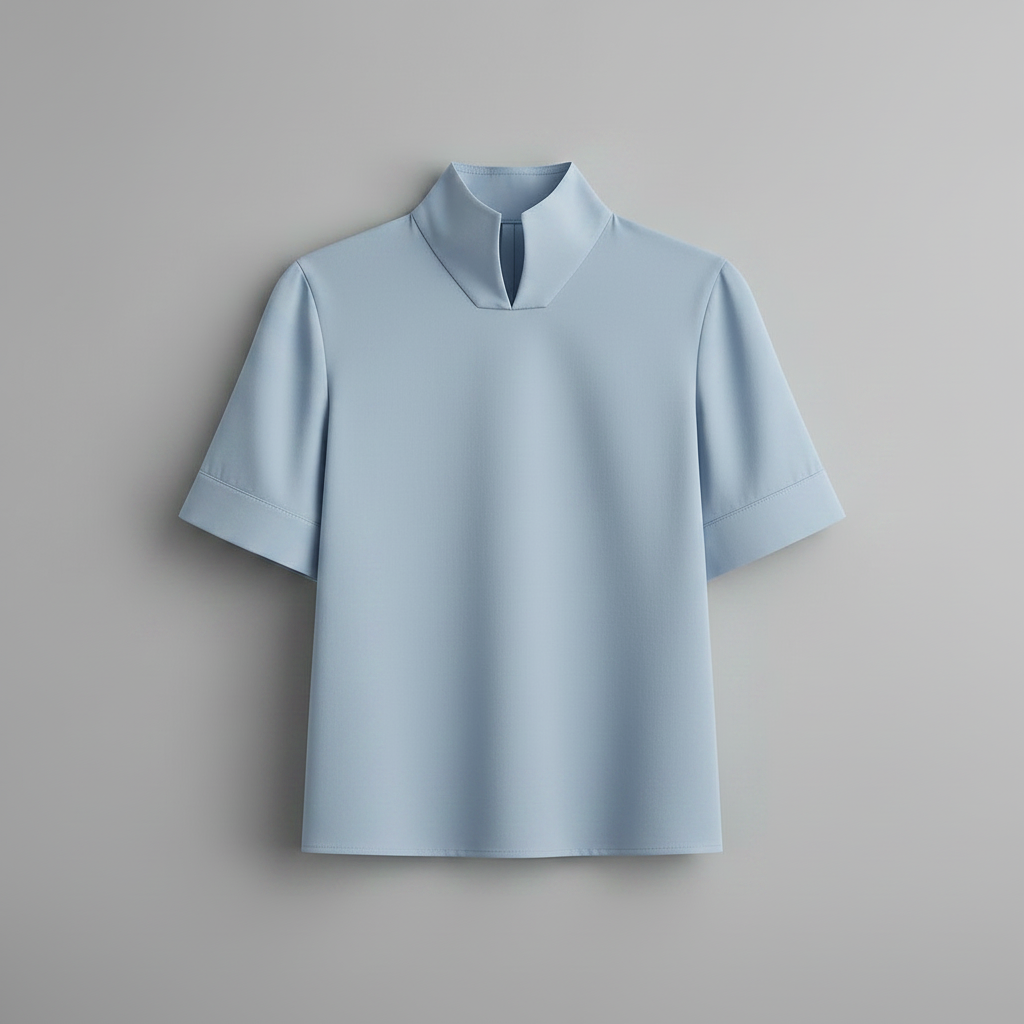 Minimalistisk Blus med Ståkrage | Strukturerad Damblus