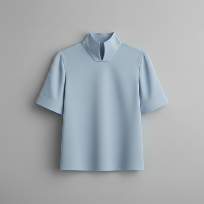 Minimalistisk Blus med Ståkrage | Strukturerad Damblus