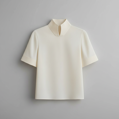Minimalistisk Blus med Ståkrage | Strukturerad Damblus