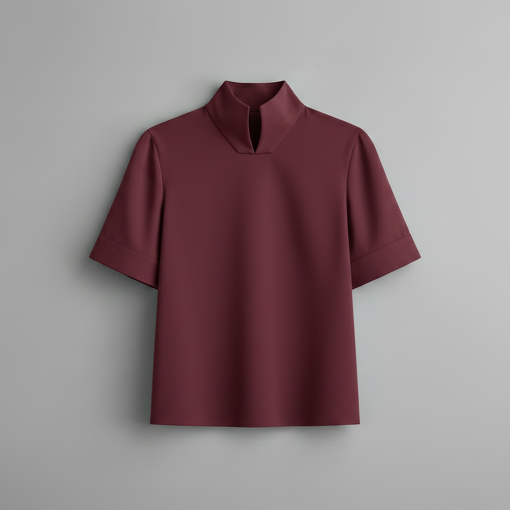 Minimalistisk Blus med Ståkrage | Strukturerad Damblus