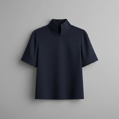 Minimalistisk Blus med Ståkrage | Strukturerad Damblus
