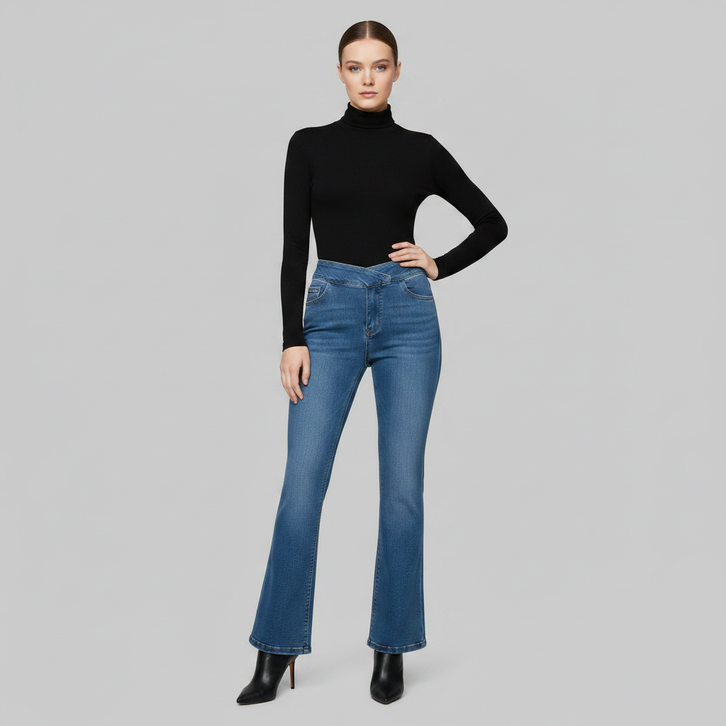 Helena | Damjeans med hög midja och utsvängda detaljer
